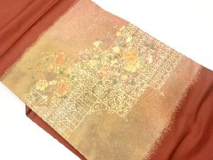 金彩花唐草模様名古屋帯